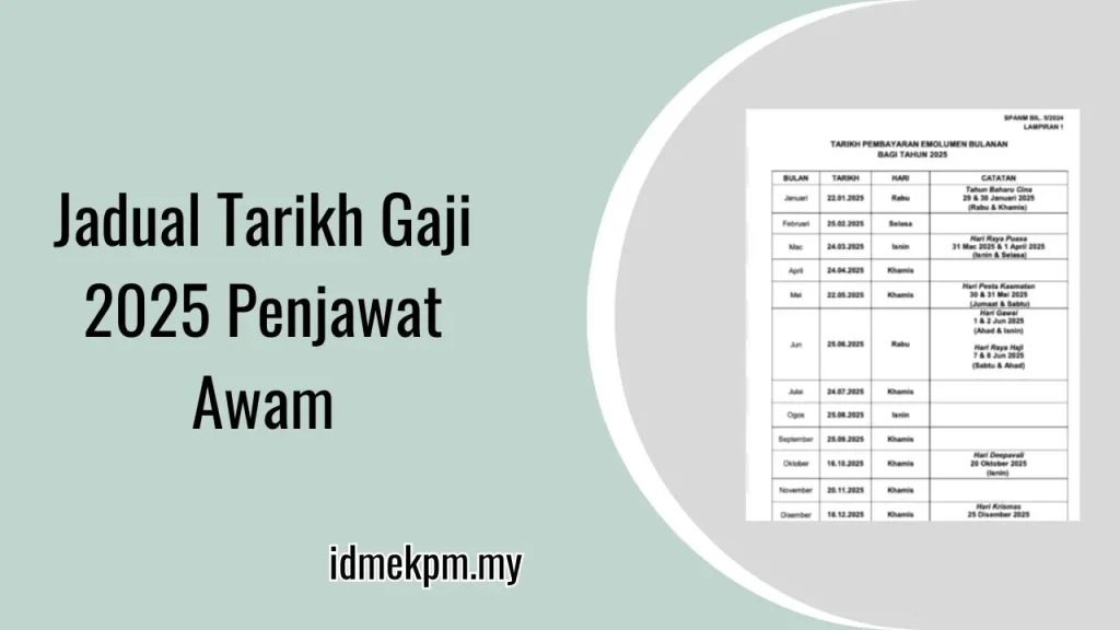 Jadual Tarikh Gaji 2025 Penjawat Awam (Quick Process) (green light)